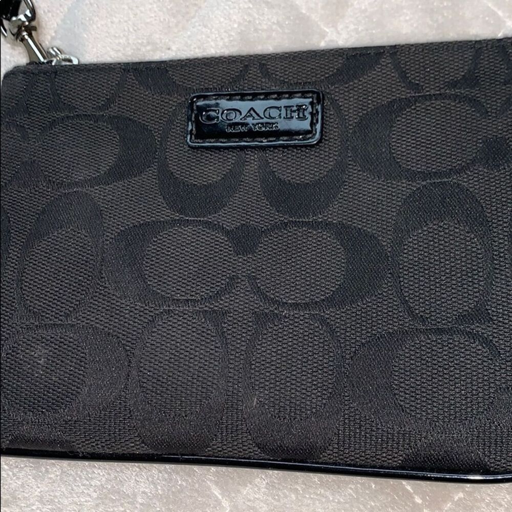 Coach Long Zip Monogrammed Wristlet